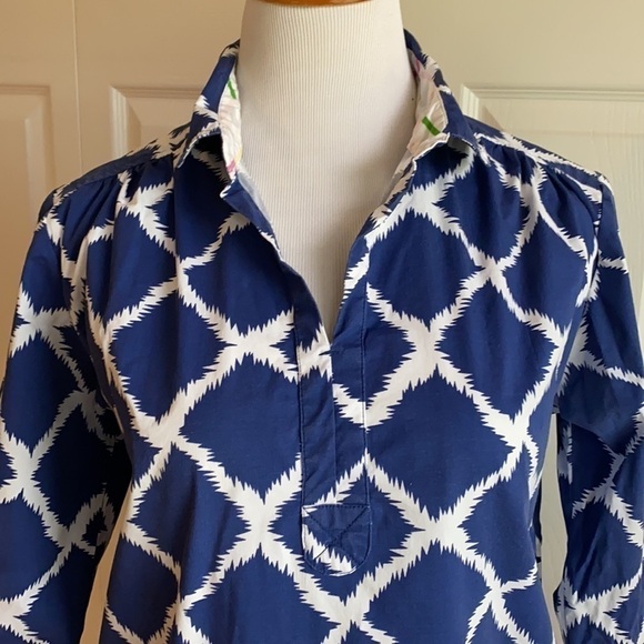 Tizzie Blue & White Tunic Top/Shirt Size Med - Picture 2 of 14